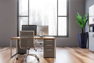 Minimalist gri ofis iç