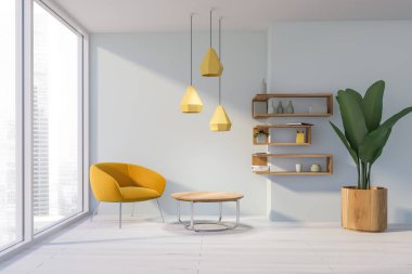 Loft oturma odası, koltuk ve masa