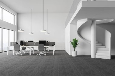Açık alan ofis iç merdiven ile beyaz
