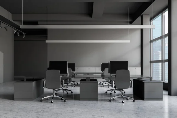 Gray industrial style open space office — Stock Photo, Image