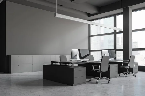 Corner of gray open space office — Stock Photo, Image