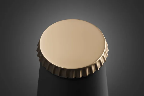Brown crown bottle cap over gray background — Stock Photo, Image