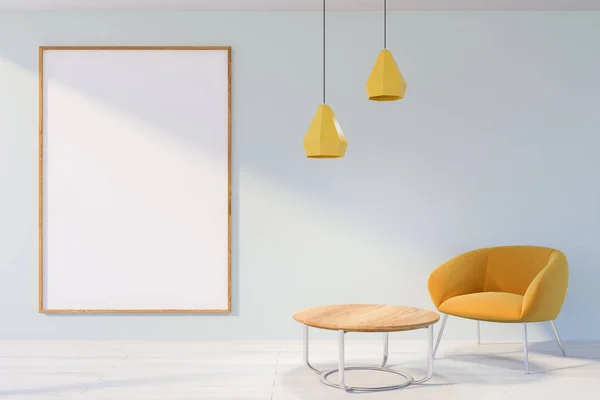 Empty living room, armchair and poster — Stock Photo, Image