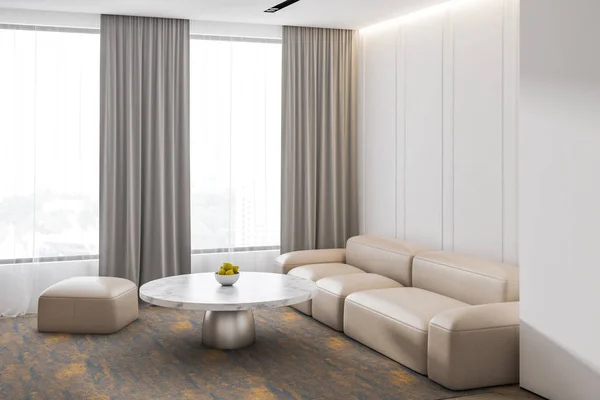Серая бетонная стена в современном красивом интерьере дивана гостиной. 3D рендеринг . — стоковое фото