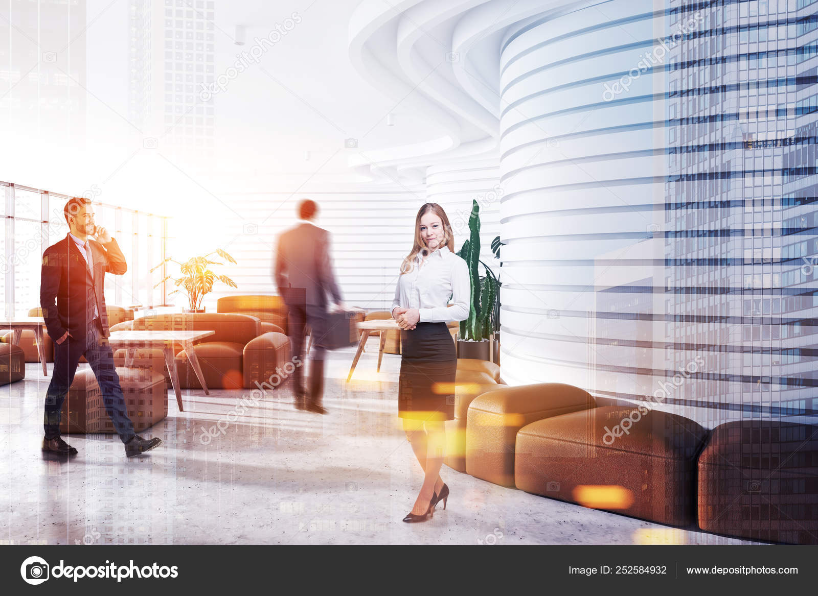 Business People In White Office Waiting Room Stock Photo C Denisismagilov 252584932
