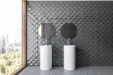 Karo banyo iç gri, çift lavabo