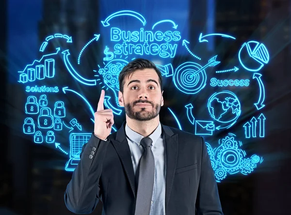Man with idea about business strategy — Stock Photo, Image