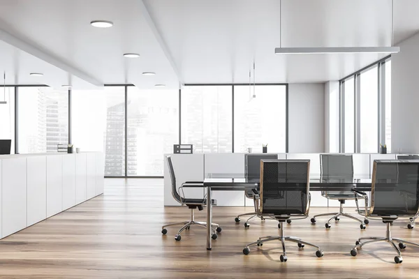 Modern white empty office interior with board table. 3D render. — Stock Photo, Image