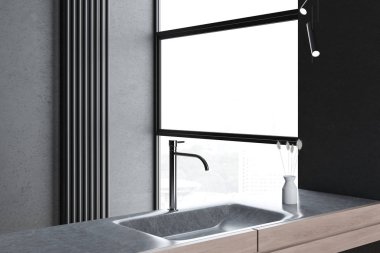 Modern tasarım gri banyo iç. 3D render