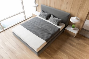 Modern tasarım yatak odası iç mimarisi.