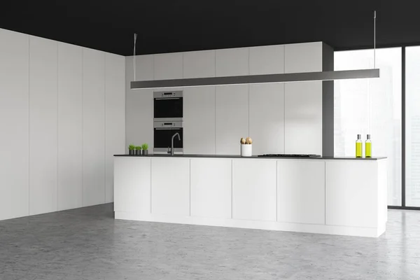 Cucina in stile moderno interno con finestra . — Foto Stock