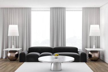 Loft oturma odası iç, gri kanepe