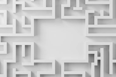 Beyaz karmaşık labirent üst görünümü