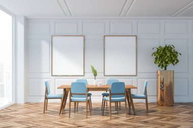 Modern tarzda mutfak iç. duvar üzerinde poster kadar mock.