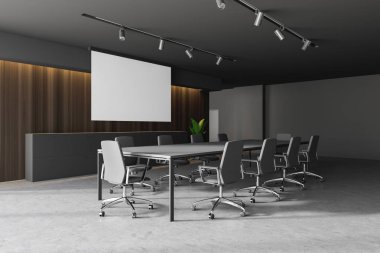 Ofis binasında moder şık tasarım konferans odası. Afiş kadar mock.
