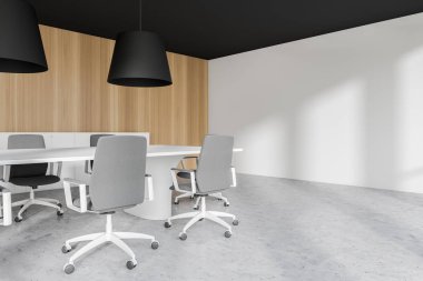 Modern konferans odası iç ahşap duvar ile