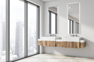 Modern ışık banyo iç. Beyaz açık alan.