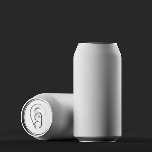 빈 맥주, 콜라, 소 다 알루미늄은 배경에 모의 광고를 할 수 있습니다. 디자인과 브랜딩에 적합 한 공간. — 스톡 사진