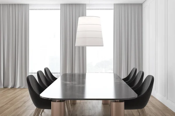 Witte eetkamer met marmeren tafel — Stockfoto