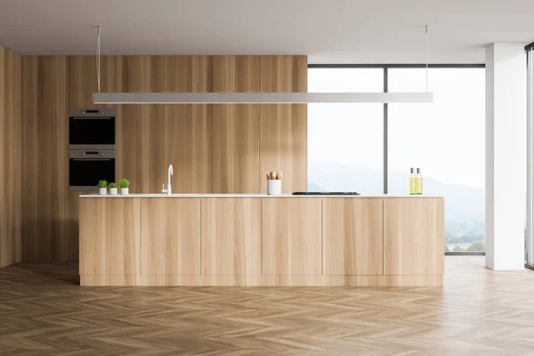 Modern trä stil kök interiör. — Stockfoto