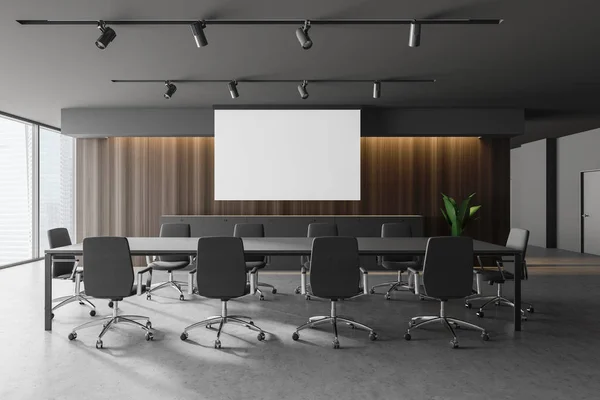 Moder stilvolles Design Konferenzraum im Bürogebäude. Plakat-Attrappe. — Stockfoto