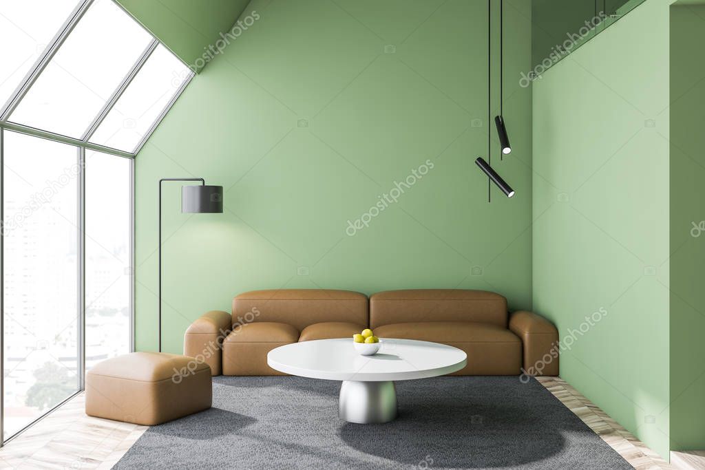 Modern green living room design interior.
