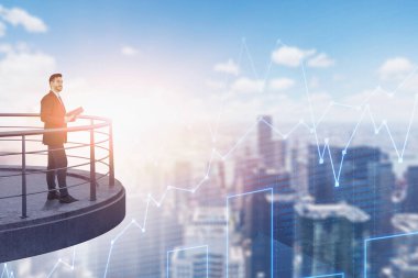 Bulanık şehirde Planlayıcı ile işadamı, grafik