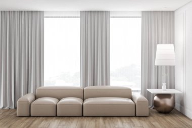 Loft oturma odası iç, bej kanepe