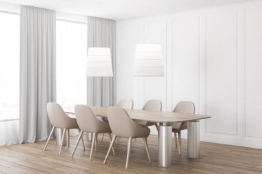 Beyaz yemek odası köşe