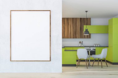 Poster ile yeşil mutfak iç
