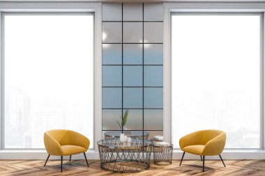 Sarı koltuklu lüks oturma odası