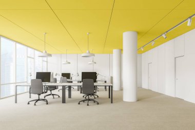 Sarı tavan açık alan ofis iç