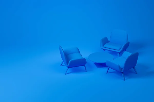 Мебель для комнаты голубого цвета — стоковое фото