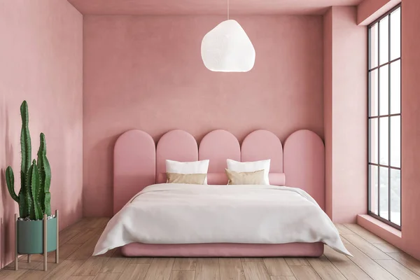 Minimalistyczne różowe wnętrze sypialni — Zdjęcie stockowe