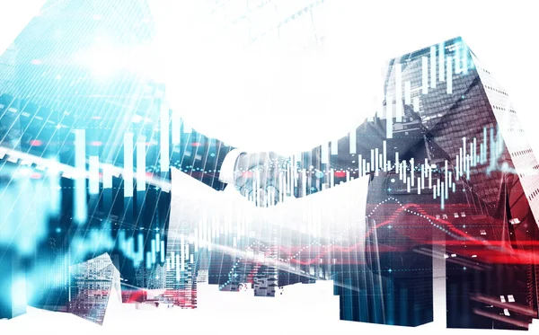 CEO şehir, sanal grafik el sallayarak