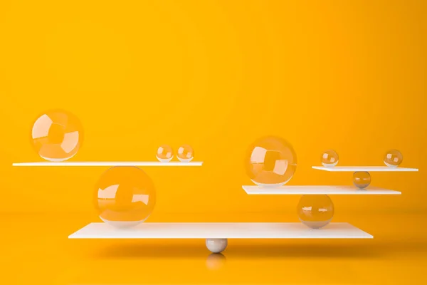 Wip met glazen bollen, concept van evenwicht — Stockfoto