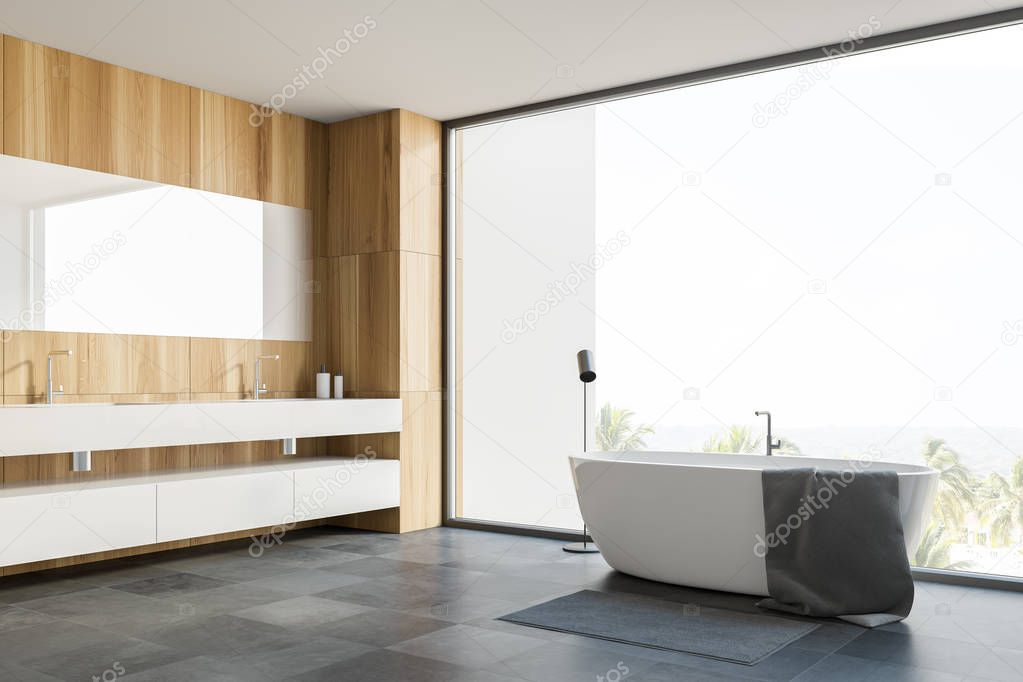 Wooden panoramic bathroom corner