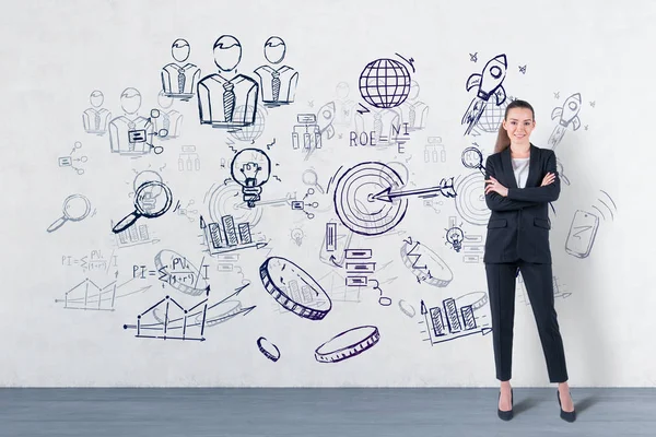 Confident businesswoman and her startup plan — Stock Photo, Image