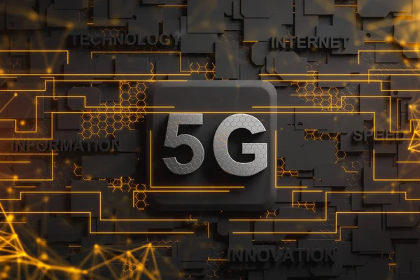 Плата 5G с иммерсивной сетевой голограммой — стоковое фото