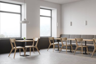 Modern restoran, kanepe ve sandalyeler köşesi