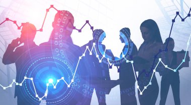 Dijital grafik le çalışan iş ekibi, Hud