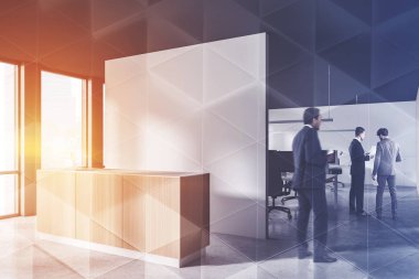 Beyaz açık alan office Resepsiyon ile insanlarda