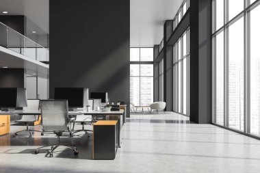 Gri ve beyaz ofis iç