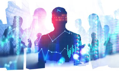 İş adamları ve dijital arayüz