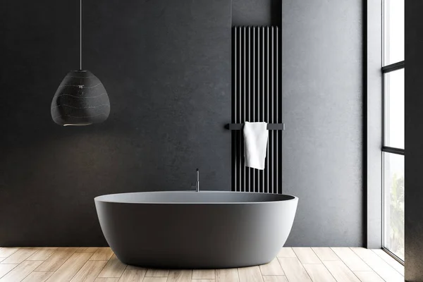 회색 욕조가있는 회색 욕실 인테리어 — 스톡 사진