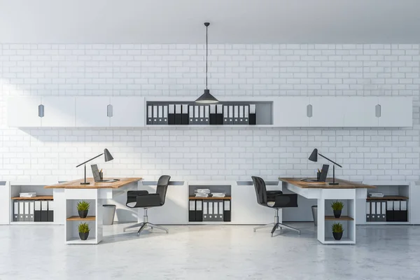 Zijaanzicht van het kantoor van Black Chairs — Stockfoto