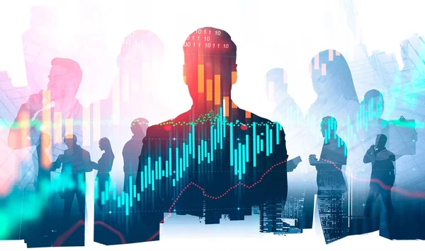 Sanal grafikle çalışan iş ekibi