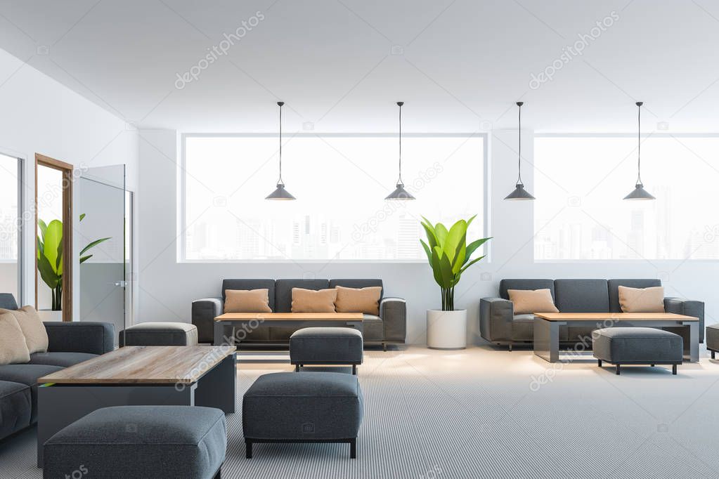 Large waiting room in white office