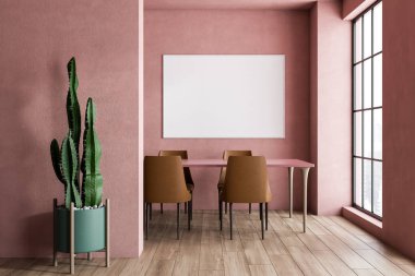 Poster ile Pembe yemek odası iç