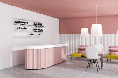 Modern pembe ve beyaz pub iç
